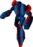 blue robot in computer graphics