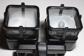two halogen lamps for shooting a movie
