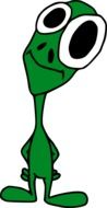 Picture of green alien at white background