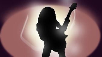 guitarist silhouette on pink background