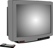 gray tv set on a white background