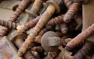 rusty screws closeup