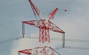 red pole with wiring