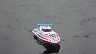 model boat on the water