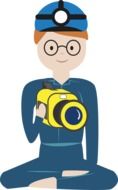 caver with camera