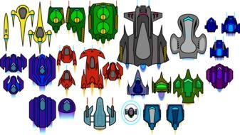 graphic image of various space game components