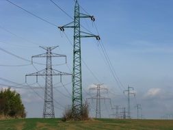 Landscape of electrical wirings on a towers