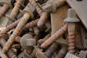 Rusted iron screws