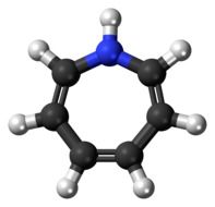 azepine, ball and stick model of molecule