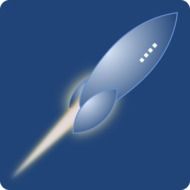 spaceship on a blue background as an illustration