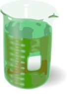 Green liquid in a lab glassware
