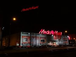 media markt store at night