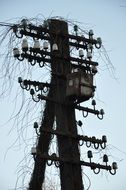 electricity pole in village