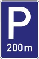 parking 200m road sign drawing