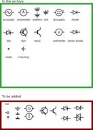 drawn symbols of electronics