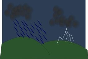 graphic drawing of a thunderstorm at night