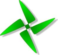 green geometric symbol as logo