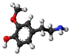 methoxytyramine molecule chemistry drawing