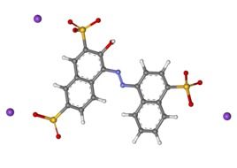 sodium amaranth molecule with dots in chemistry