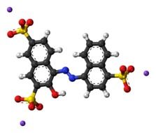 sodium amaranth molecule in chemistry on white background