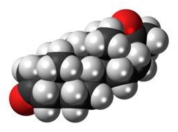 dihydroprogesterone molecule in chemistry on white background