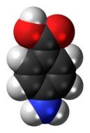 Aminobenzoic acid molecule in chemistry on white background
