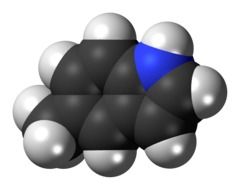 Methylindole molecule model in chemistry