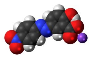 Alizarin yellow molecule model in chemistry