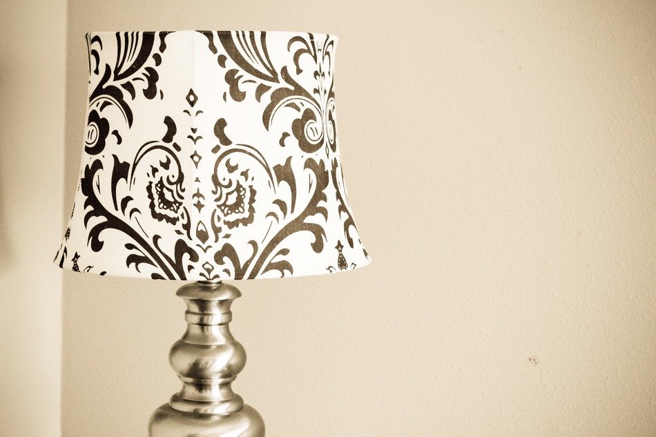 lamp in lampshade near the wall