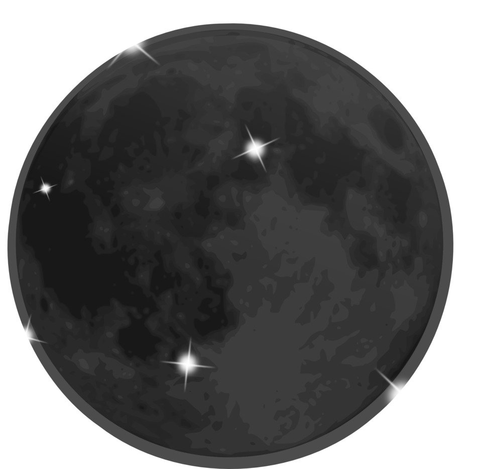 painted gray moon with bright stars