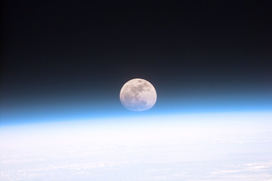 The moon above the earth