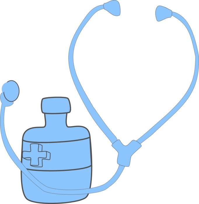 stethoscope near the bottle with pills