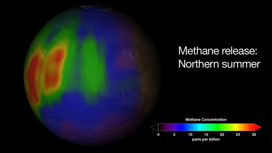 image of methane concentration on the planet