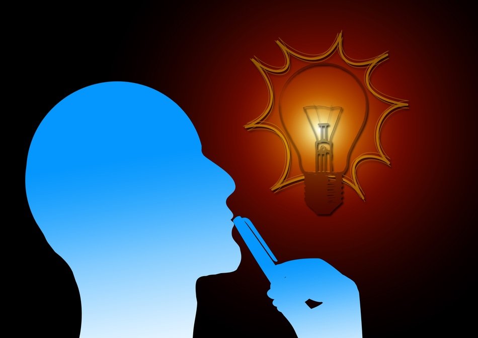 human profile and light bulb reflections