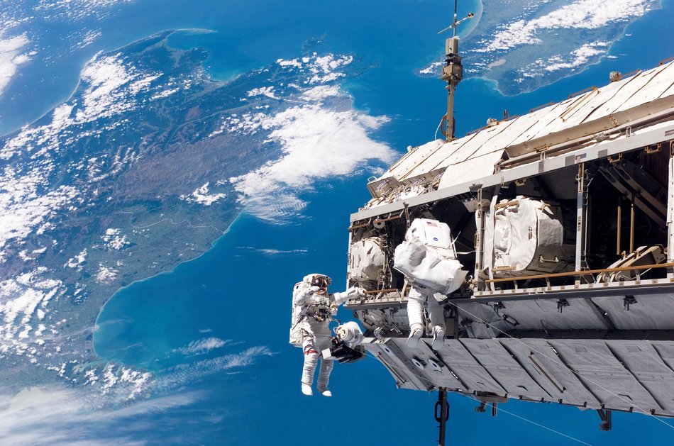cosmonauts on space walk