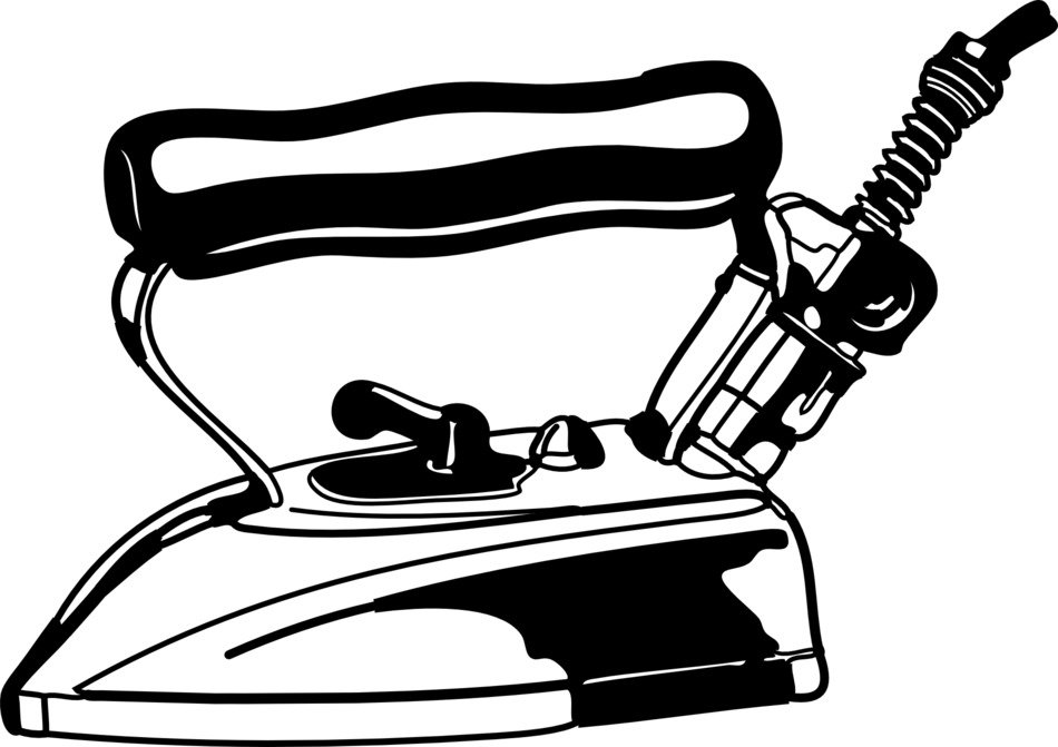 antique iron, black and white drawing