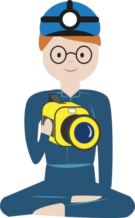 caver with camera