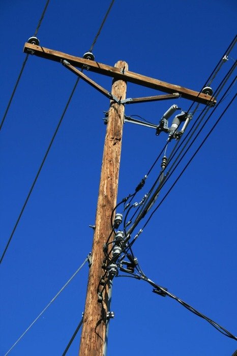 Wooden electricity pole