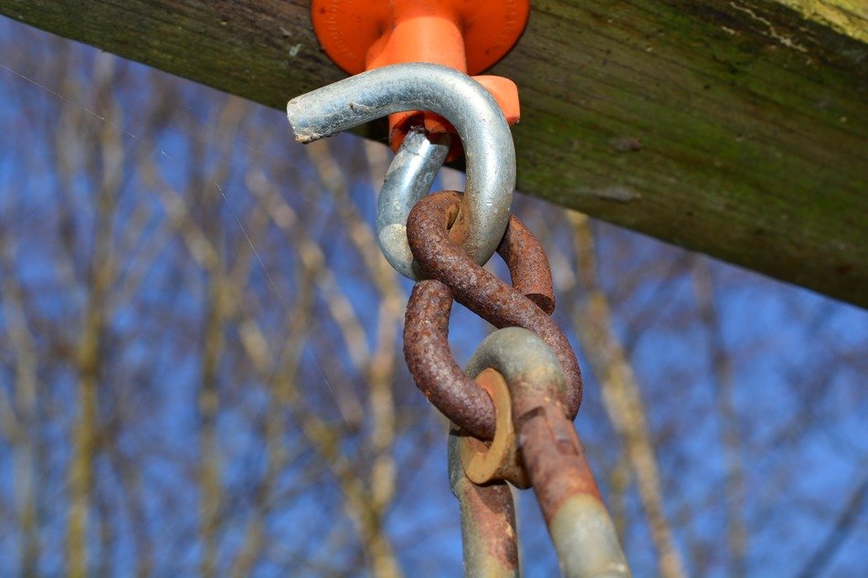 Weight on the rusted hook