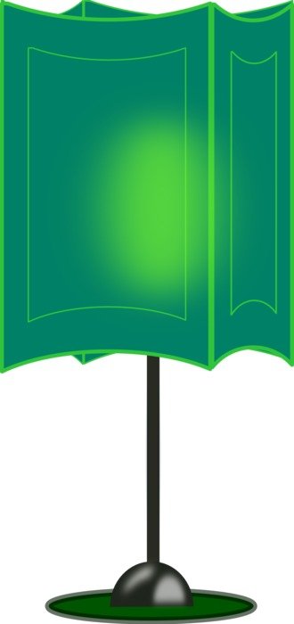 floor lamp with green lampshade