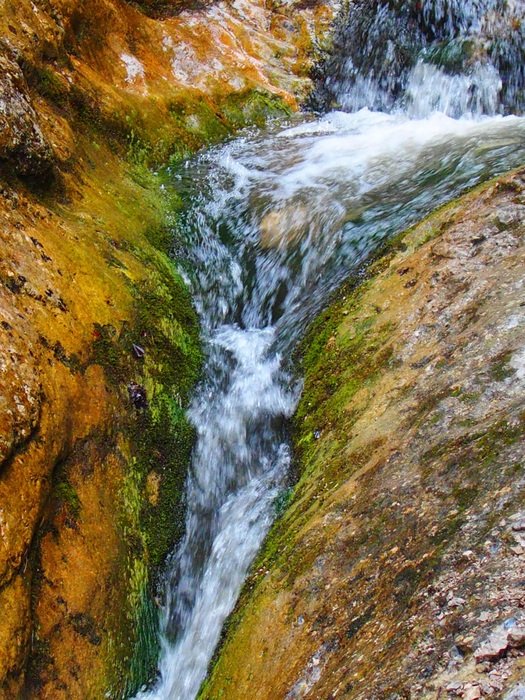 the flow of the river inside the rock