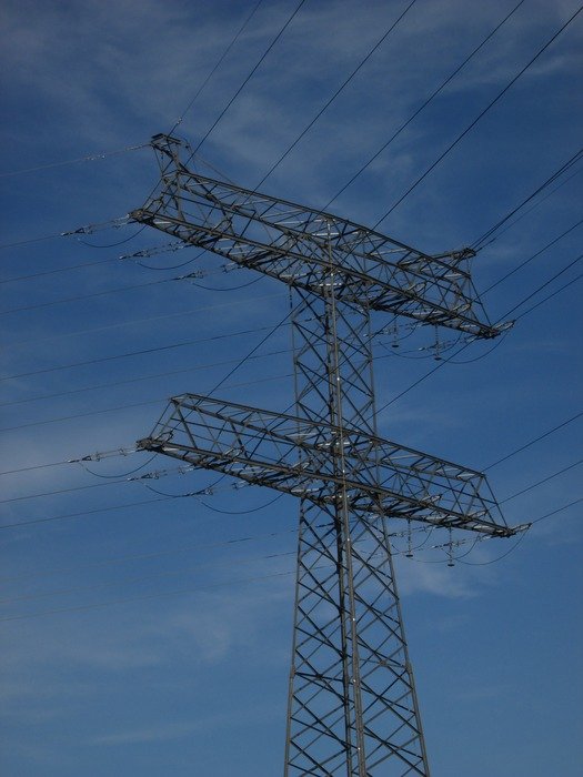power lines against the sky
