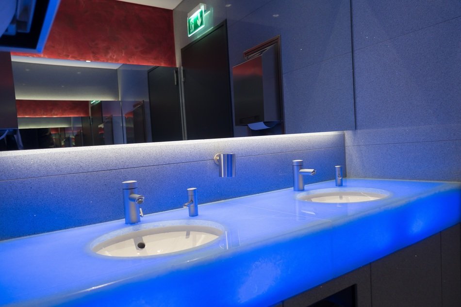 blue backlight in bathroom
