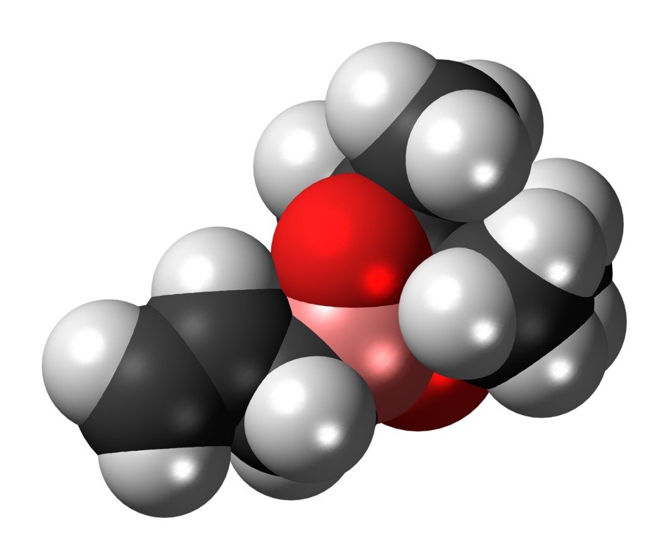 model of molecule allylboronic acid in chemistry