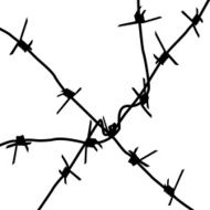 Silhouette barbed wires on a white background