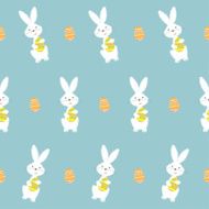 Bunny holding easter egg Happy Easter seamless background pattern
