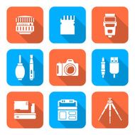 white color flat style square digital photography tools icons