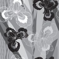 Seamless monochrome pattern with irises