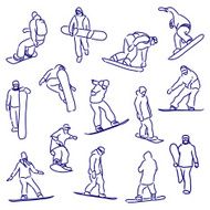 silhouettes snowboarders N3