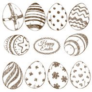 Set of sketch Easter eggs icons N2